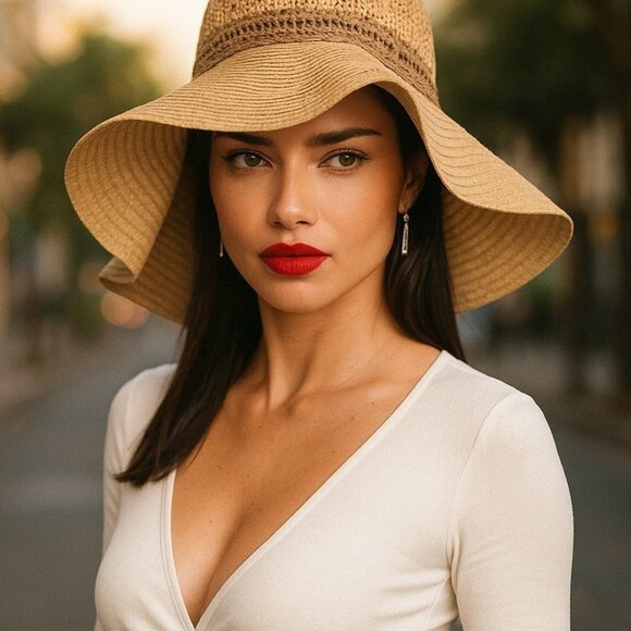 UNIQLO Vintage Vibe Floppy Wide Brim Hat Packable Paper Jute Straw Boho Hippie